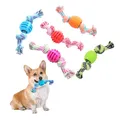 Balle à double nœud en ULde coton pour chien jouet résistant aux morsures nettoyage des dents