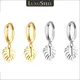 LUXUSTEEL-Boucles d'oreilles pendantes en argent pour femme bijoux d'oreille ronds acier