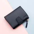 Portefeuille court noir bleu/rose pour femme porte-cartes tendance étui porte-cartes de crédit 15