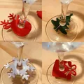 Tasse à vin en feutre de Noël carte d'anneau de verre décoration de table fournitures de fête