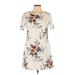 Shein Casual Dress - A-Line Scoop Neck Short sleeves: White Floral Dresses - Women's Size Large