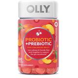 OLLY Probiotic + Prebiotic - Peachy Peach - 60 Gummies - A blend of active probiotics with prebiotic fiber - Supports Immune & Digestive Health