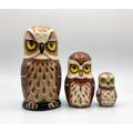 Eule Nesting Dolls, Stapelpuppen, Handarbeit, Set mit 3 Puppen