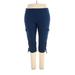 Chico's Cargo Pants - High Rise Skinny Leg Cropped: Blue Bottoms - Women's Size X-Large