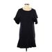 MNG Casual Dress - Shift Scoop Neck Short sleeves: Black Solid Dresses - Women's Size X-Small