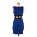 Forever 21 Casual Dress - Bodycon High Neck Sleeveless: Blue Print Dresses - New - Women's Size Medium