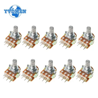 10PCS WH148 Linear Potentiometer 15mm Welle mit Muttern und Unterlegscheiben 6pin Potentiometer B1K Image