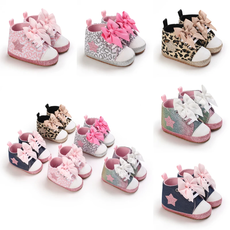 Warren sina neugeborene junge mädchen schuhe erste wanderer babys chuhe weiche rutsch feste sohle schöne bogen lässige leinwand kinderschuhe Image