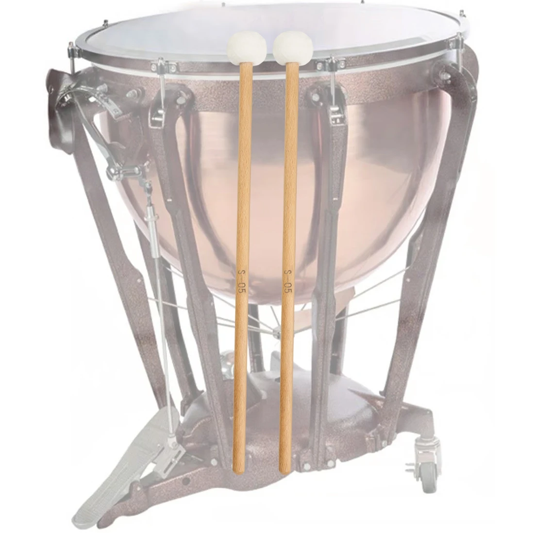 Hochwertige Filz-Trommelschlägel, Trommelstöcke, 1 Paar Timing-Schlägel, Massivholzgriff, Trommelstöcke, Pauken-Schlaginstrument-Zubehör Image