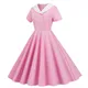 Frauen 2024 Sommer Retro einfarbig Kleid Französisch Vintage 50er 60er Jahre Pin Up Rockabilly Party