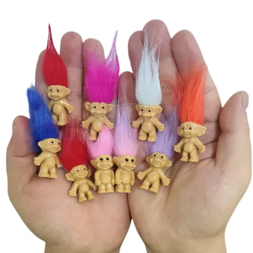 10 Stück Mini Troll Puppen PVC Vintage Trolle Glücks puppe Mini Action figuren Topper chromatisch