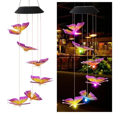 1Pack Solar Schmetterling Wind Glockenspiel Licht Farbe ändern Outdoor Solar Garten dekorative Lichter für Hinterhof Weihnachts feier Dekor