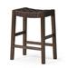 Maven Lane Emerson Counter Stool, Weathered Brown Wood Finish with Marksman Saddle Vegan Leather - Counter - 26" seat height