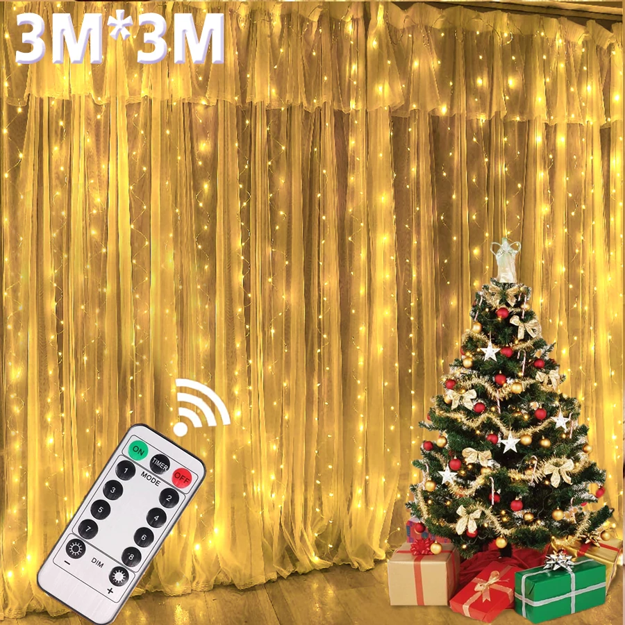 3m Vorhang führte Lichter Schnur Weihnachts dekorationen Girlande Festival Dekoration Schlafzimmer Home Holiday Hochzeit Fee Dekor Lichter Image