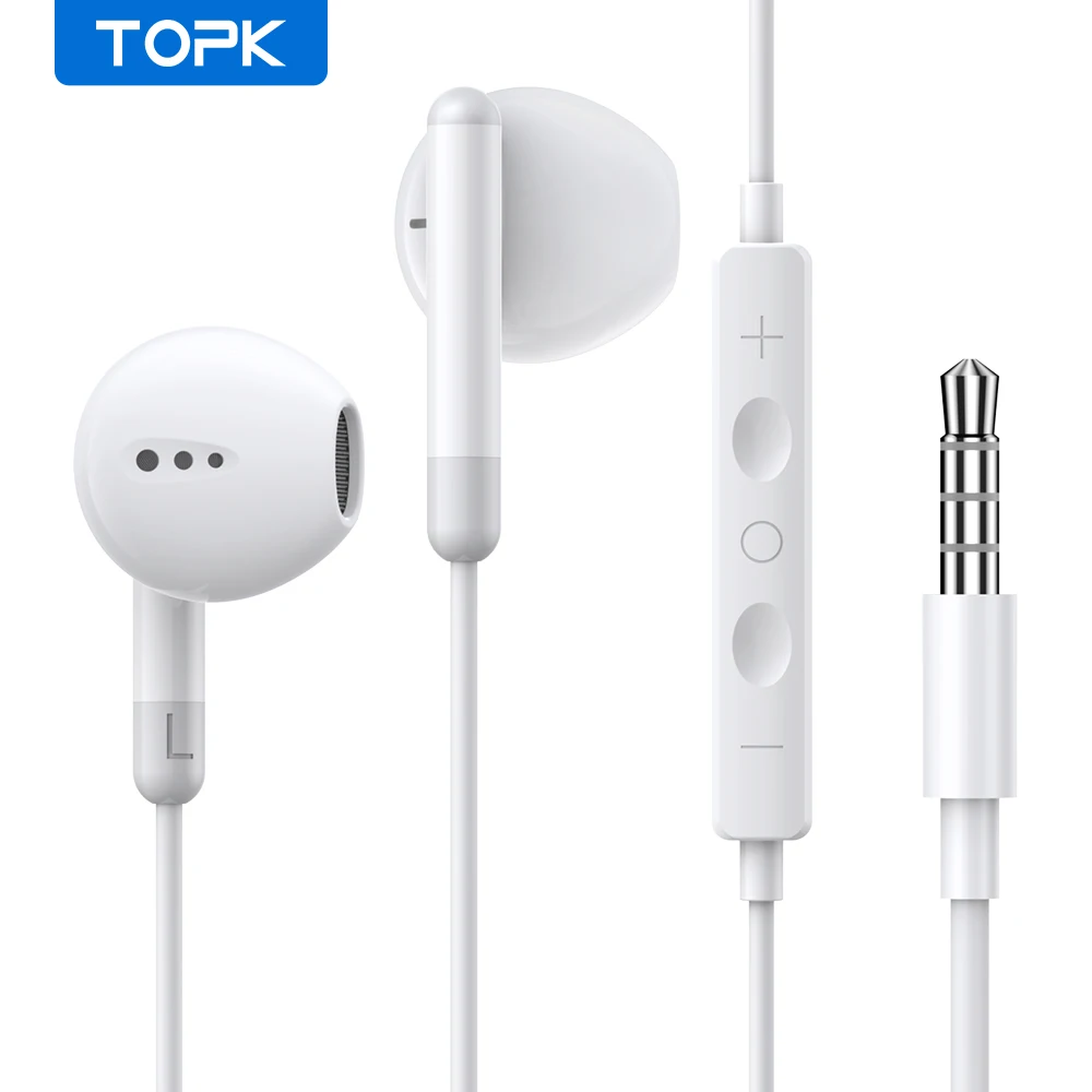 Topk Kopfhörer 3,5mm In-Ear-Kopfhörer kabel gebundene Steuerung Sport-Headset für Xiaomi Samsung Smartphone mit Mikrofon Image