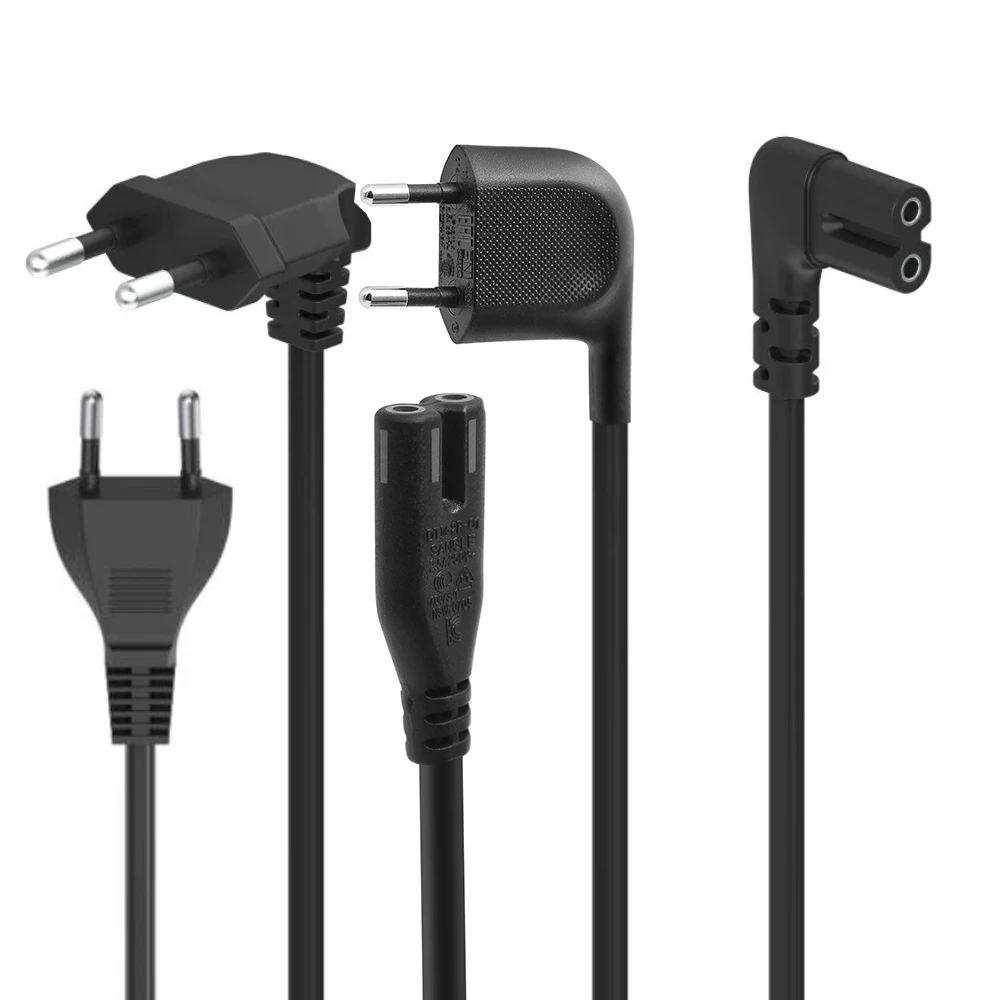 EU-Netzkabel für Samsung TV, 90-Grad-Samsung-Netzkabel mit abgewinkeltem EU-Netzsteckerkabel für PS4, Apple TV-Druckerkamera Image