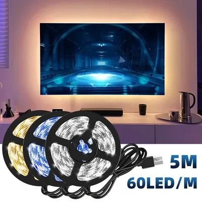 5m USB LED-Streifen Lichter für Smart-TV-Hintergrund beleuchtung Nachtlicht Wohnzimmer Gaming Wand Image