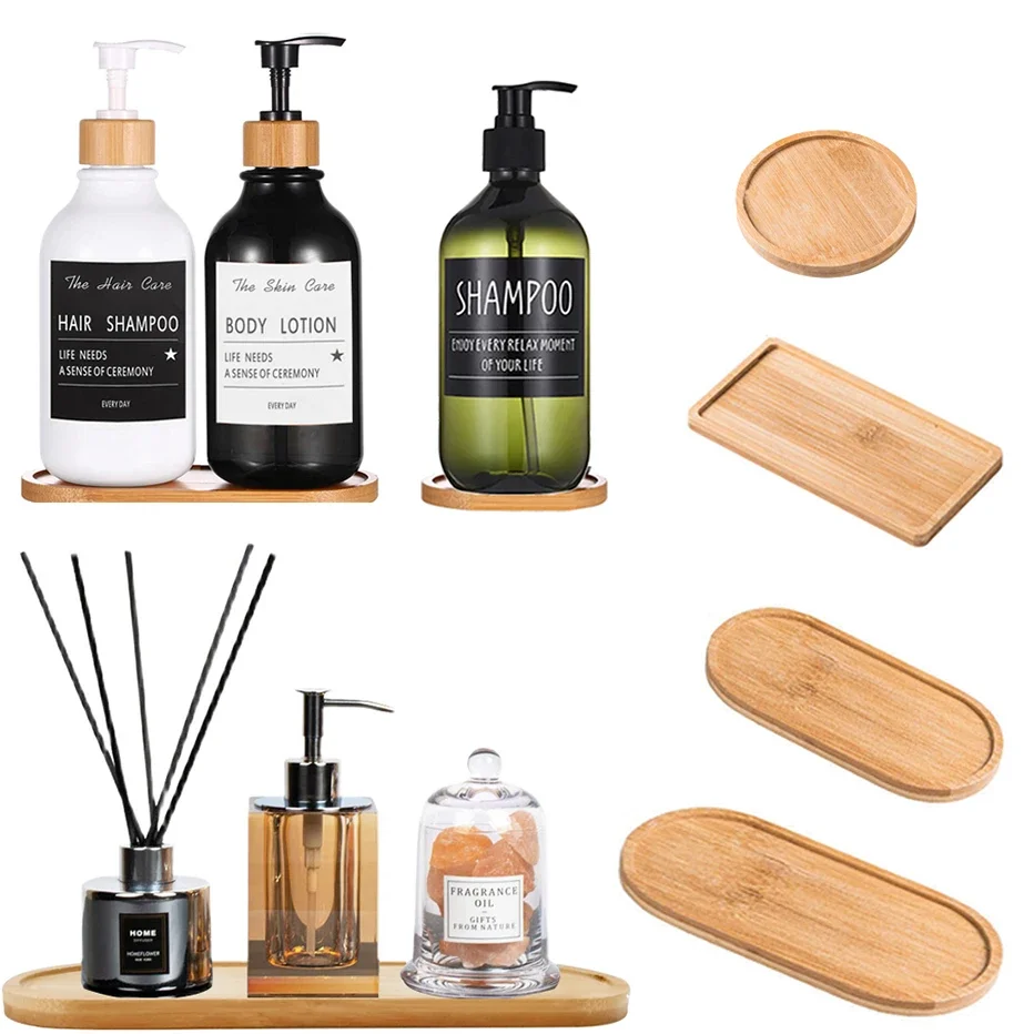 Seifenspender aus Holz, Schminktisch, Arbeitsplatte, Flaschen, Organizer, Halter, rund, quadratisch, Kerzen, Schmuck, Aufbewahrungstablett für Badezimmer