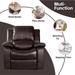 Leather Manual Recliner Chair w/Overstuffed Headrest and Metal Base, Living Room Upholstered Reclining Sofa Home Theater Seating