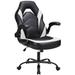 Gaming Chair PU Leather Computer Office Chair with Lumbar Support, Height Adjustable Rolling Desk Chairs with Flip-up Armrests