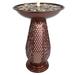 Sunnydaze Iron Crosshatch Bird Bath Fountain with LED Lights - 28.75