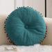 Namzi Geometric Pattern Soft Round Chair Pad with Gradient Pom Pom Chair Cushion Garden Patio Home Kitchen Office Seat Cushion (Blue Diameter 16 )
