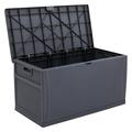 BULYAXIA Outdoor Storage Box 120 Gallon Patio Deck Box with Handles Patio Storage Waterproof Deck Boxes Garden Resin Deck Storage Container Lockable Storage Box (Grey)