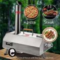 Direct Wicker Semi-Automatic Outdoor Pizza Oven with 12 inch Pizza Stone Portable Wood Fired Cooking Pizza Maker Silver
