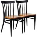 HBBOOMLIFE Kitchen & Dining Room Chair W/Slolid Wood Seat & Metal Legs Indoor/Outdoor Stackable Bistro Cafe Chairs with Cross Back Style Set of 2