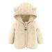 AherBiu Unisex Baby Jackets Fleece Puffy Christmas Zip up Ear Hooded Winter Coats Outwear Solid Color