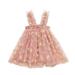 Fimkaul Girls Dresses Floral Daisy Clothes Summer Casual Beach Suspenders Skirt Dress Baby Clothes Pink