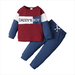 KIMI BEAR Baby Boys Outfits 12 Months Infant Boy Fall Winter Outfits 18 Months Infant Boy Contrast Color Letter Prints Long Sleeve Sweatshirt + Pants 2PCS Set Red