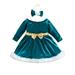 Toddler Girls Christmas Dress Long Sleeve Fur Trim Dress with Headband