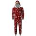 Virmaxy Matching Family Christmas Hooded Pajamas Sets Men Snowflake Printed Elastic Cuffs Zip Up Jumpsuit With Cute Elk Hat Red M