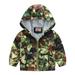 Kids Long Sleeve Windbreaker Jacket With Hoods Baby Grils Boys Print Jacket Zipper Coat Toddler Lightweight Hooded Windproof Coat Army Green 100