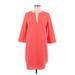 BB Dakota Casual Dress - Shift V Neck 3/4 sleeves: Orange Dresses - Women's Size Medium