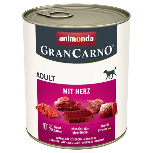 6x 800g animonda GranCarno Original Adult Herz Hundefutter nass