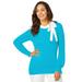 Plus Size Women's Tie-Neck Sweater by Jessica London in Ocean (Size 18/20)