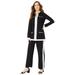 Plus Size Women's Side-Stripe French Terry Pull-On Pant Set by Roaman's in Black White (Size 34/36)