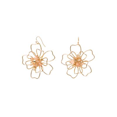 Plus Size Women's Floral Beaded Earrings by Accessories For All in Gold