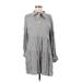 Zara Casual Dress - Mini Tie Neck 3/4 sleeves: Gray Dresses - Women's Size Medium