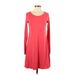 Express Casual Dress - A-Line Scoop Neck Long sleeves: Red Solid Dresses - Women's Size Small