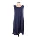 Porridge Casual Dress - A-Line Scoop Neck Sleeveless: Blue Print Dresses - Women's Size Large