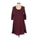 Saturday Sunday Casual Dress - A-Line Scoop Neck 3/4 sleeves: Purple Print Dresses - Women's Size 2X-Small Petite