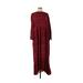 Zara Casual Dress - Midi High Neck 3/4 sleeves: Red Dresses - Women's Size X-Small