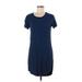 Splendid Casual Dress - Mini Scoop Neck Short sleeves: Blue Print Dresses - Women's Size Small