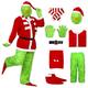 Metaparty Christmas Green Monster Cosplay Costume adult,7 Piece Adult Santa Claus Suit Deluxe Furry Santa Claus Outfit Green (M)