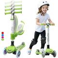 Stompa Toddler Scooter 2-in-1 Kids Scooter with Seat, 3 Wheel Foldable Scooters for Kids Ages 3-8 Year Old Girl Boy Light Up Scooter with 4 Level Adjustable Height, Kick Scooter with Lean to Steer