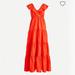 J. Crew Dresses | J.Crew Ruffled Scoopneck Maxi Dress In Taffeta, Size 10, Nwt. | Color: Orange | Size: 10