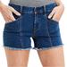 American Eagle Outfitters Shorts | American Eagle Outfitters Super Stretch Midi Frayed Hem Denim Jean Shorts | Color: Blue | Size: 4